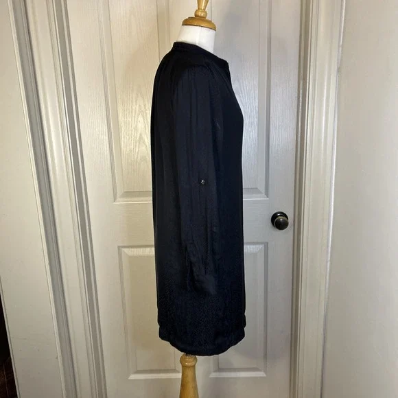 Banana republic Navy women's dress size 4 LS With Pockets subtle snakeskin print - Picture 9 of 16